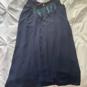 Navy blue spaghetti strap cocktail dress